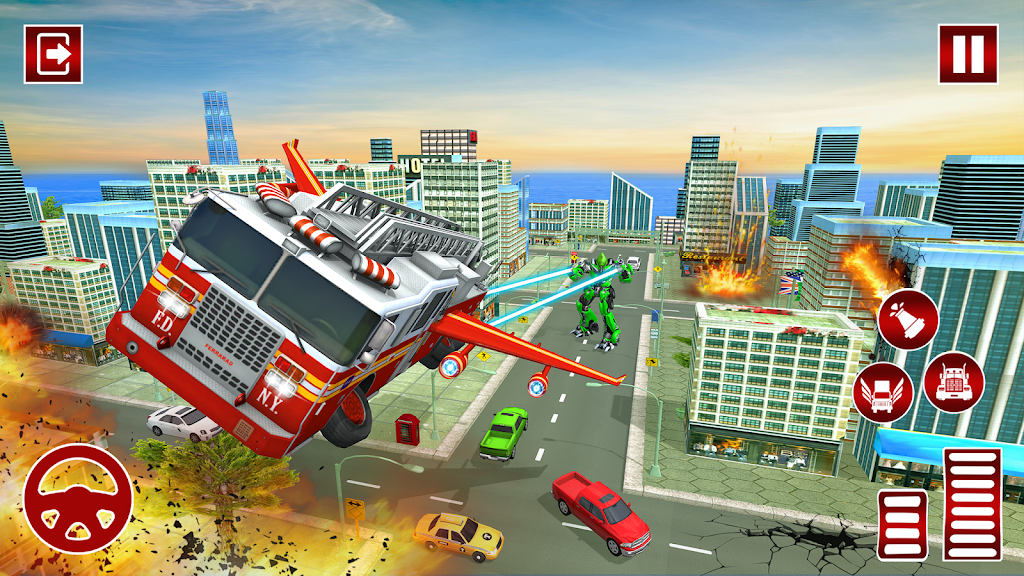 Flying Fire Fighter Rescue Truck:Rescue Game screenshot 1