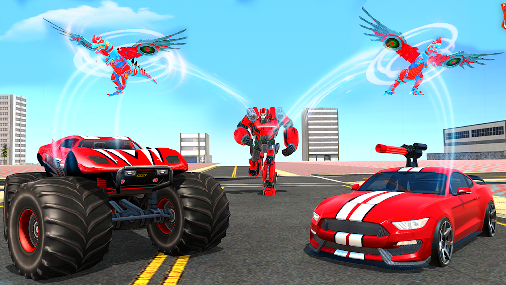 Flying dino car transform game screenshot 2