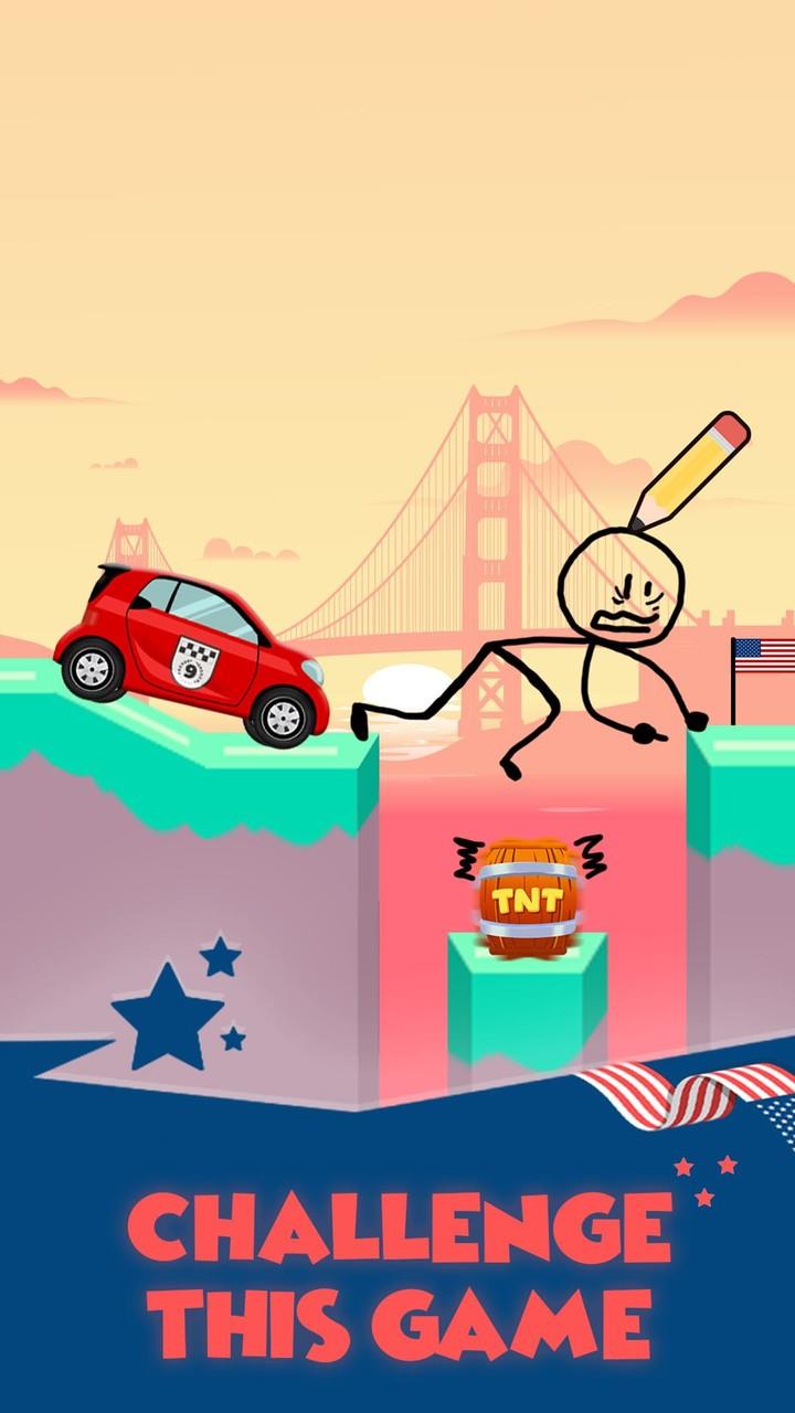 Draw 2 Bridge: Draw Save Car screenshot 1