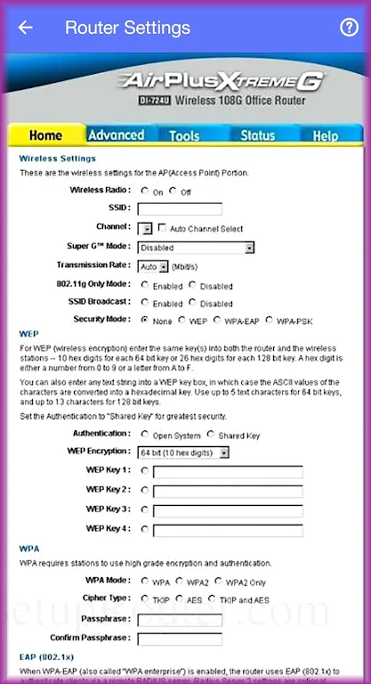 Router Admin Setup: Setup Page screenshot 2