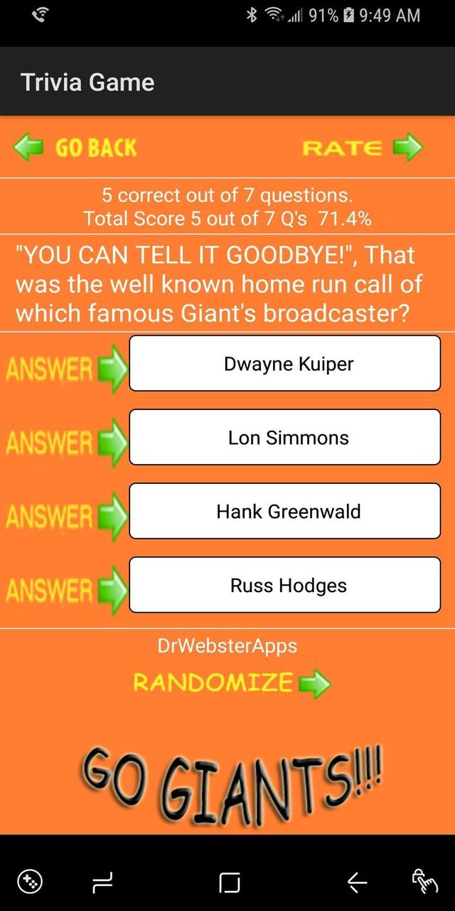 Trivia & Schedule SF Giants screenshot 4