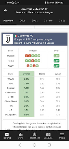 FootyStats screenshot 2