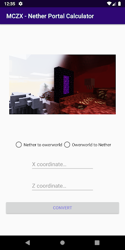 MCZX - Nether Portal Calculator screenshot 1