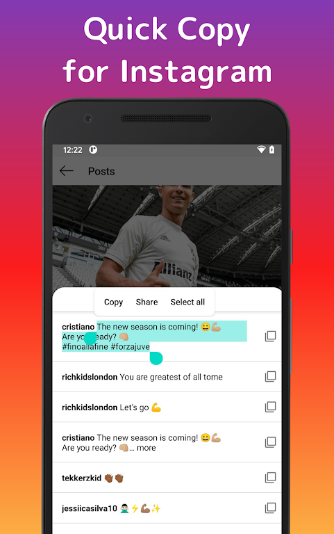 QuickCopy : copy comment text for Instagram screenshot 1