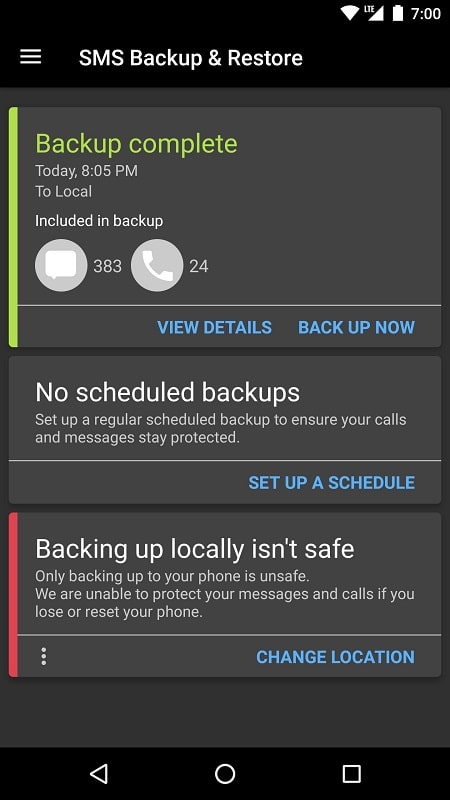 SMS Backup & Restore Pro screenshot 2