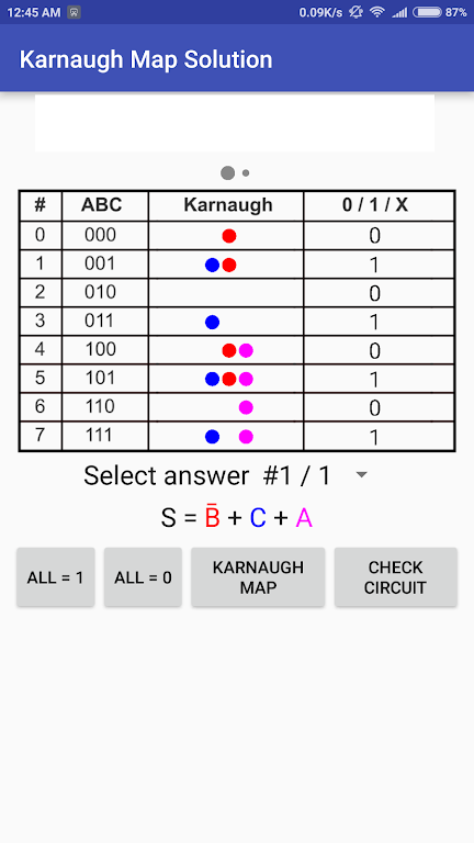 Karnaugh Kmap Solver screenshot 2