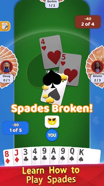 Spades Offline - Card Game Mod screenshot 1