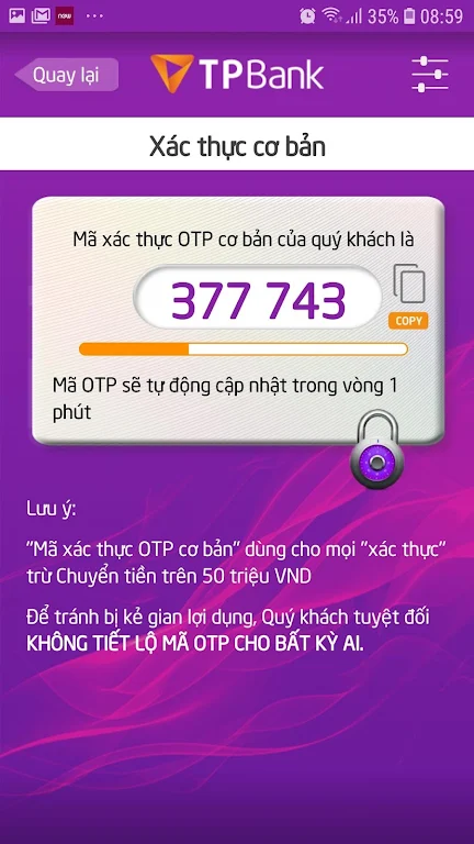 TPBank eToken screenshot 2