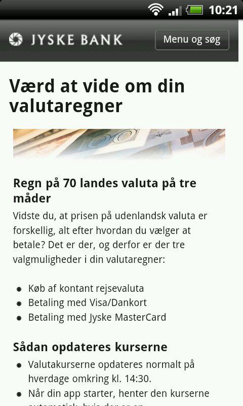 Valutaregner fra Jyske Bank screenshot 4