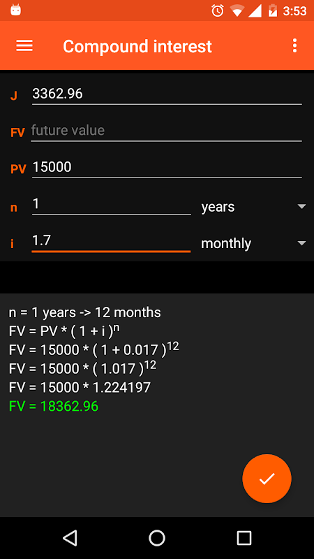 Calfi - interest calculator, screenshot 2