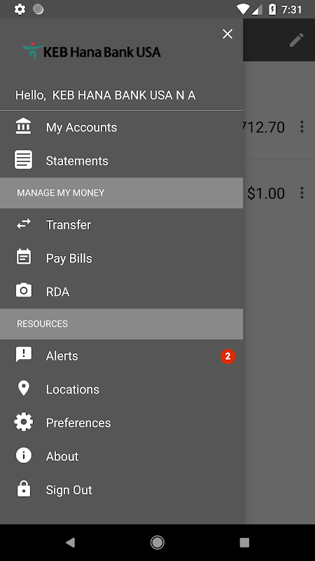 KEB Hana Bank USA Mobile Bank screenshot 3