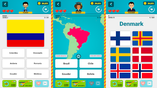 Flags of the World 2: Map - Geography Quiz screenshot 1