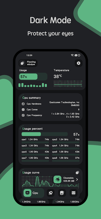 System Monitor Cpu Ram Battery Mod screenshot 2