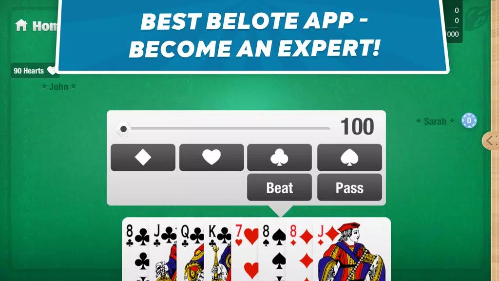 Belote Coinche - card game screenshot 1