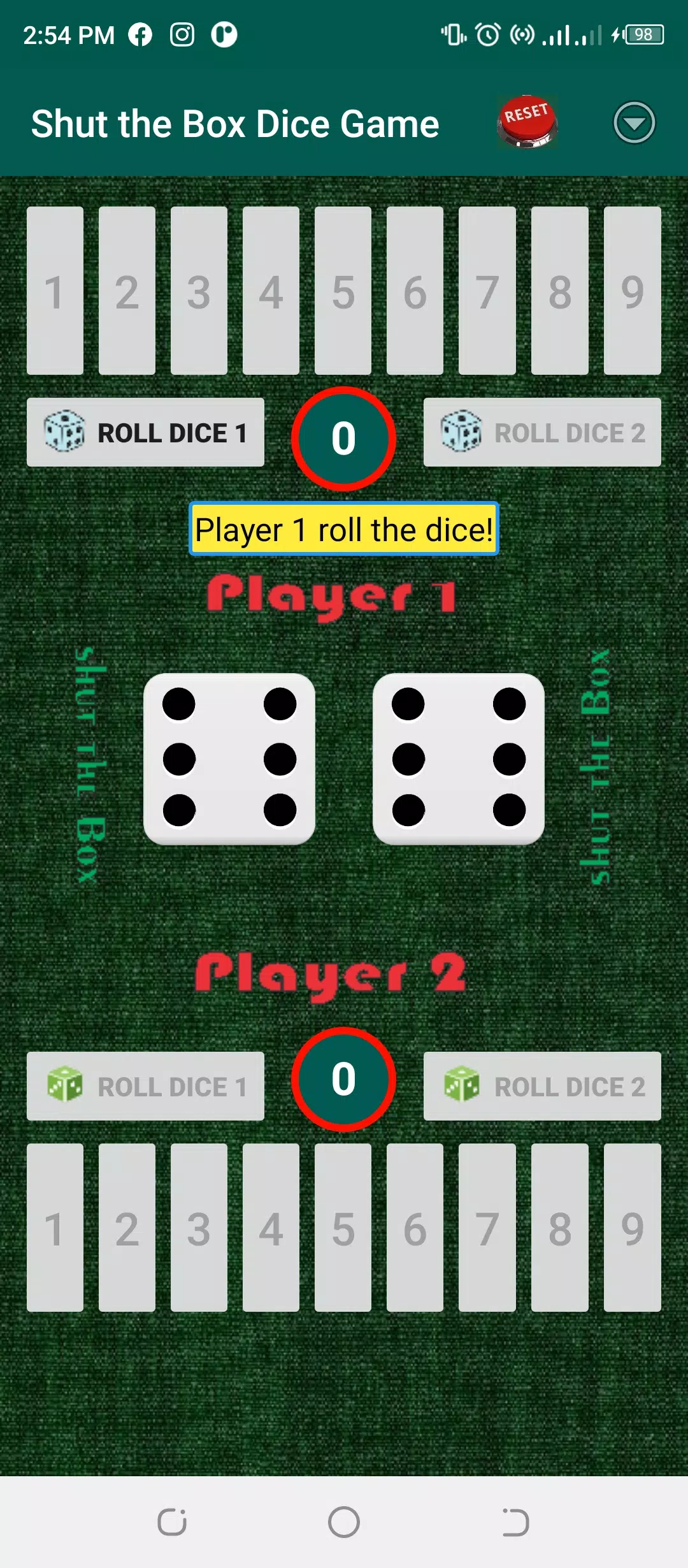 Shut-the-Box Dice Game screenshot 1