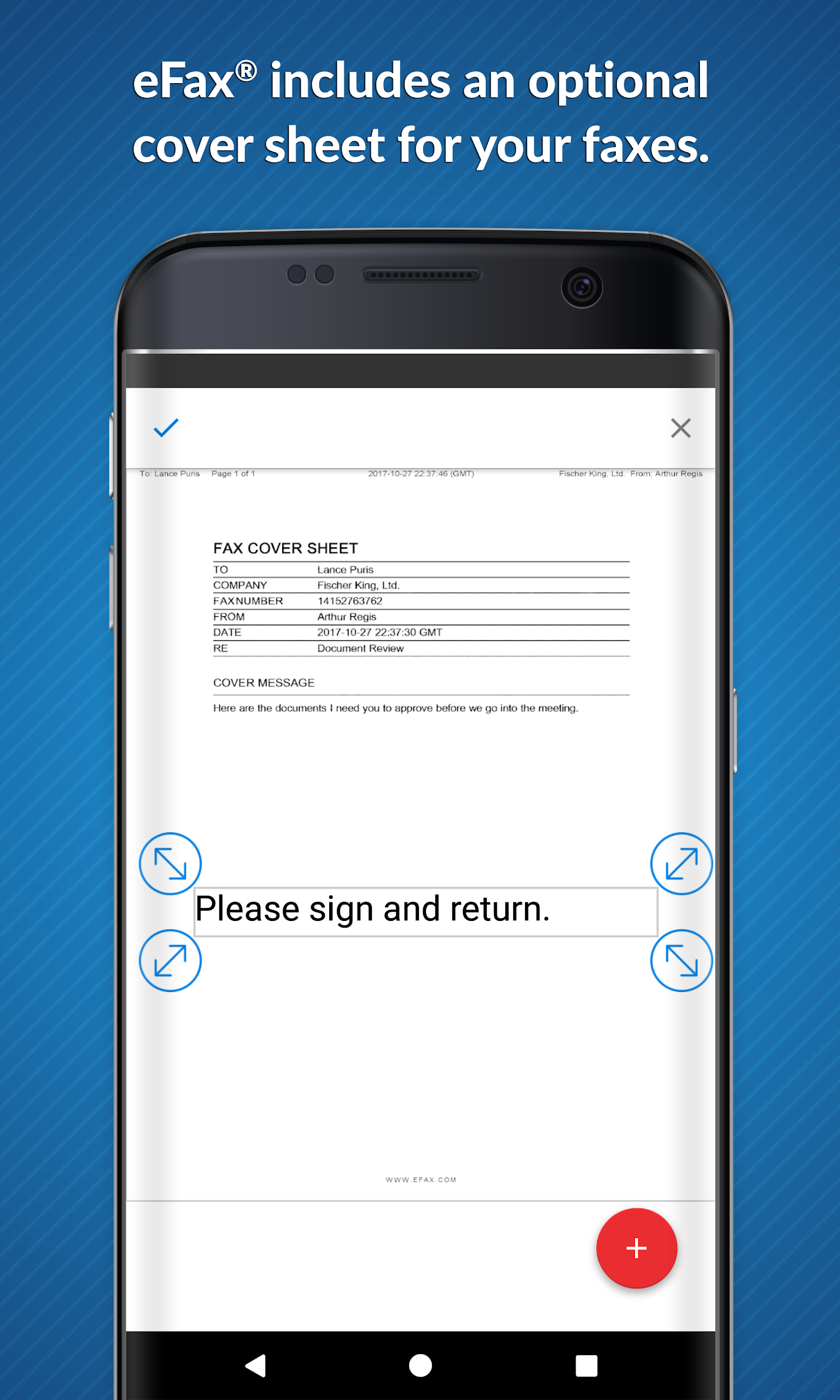 eFax screenshot 2