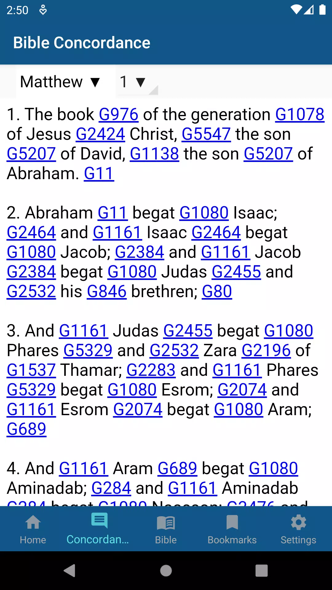 Bible Strongs Concordance +KJV screenshot 1