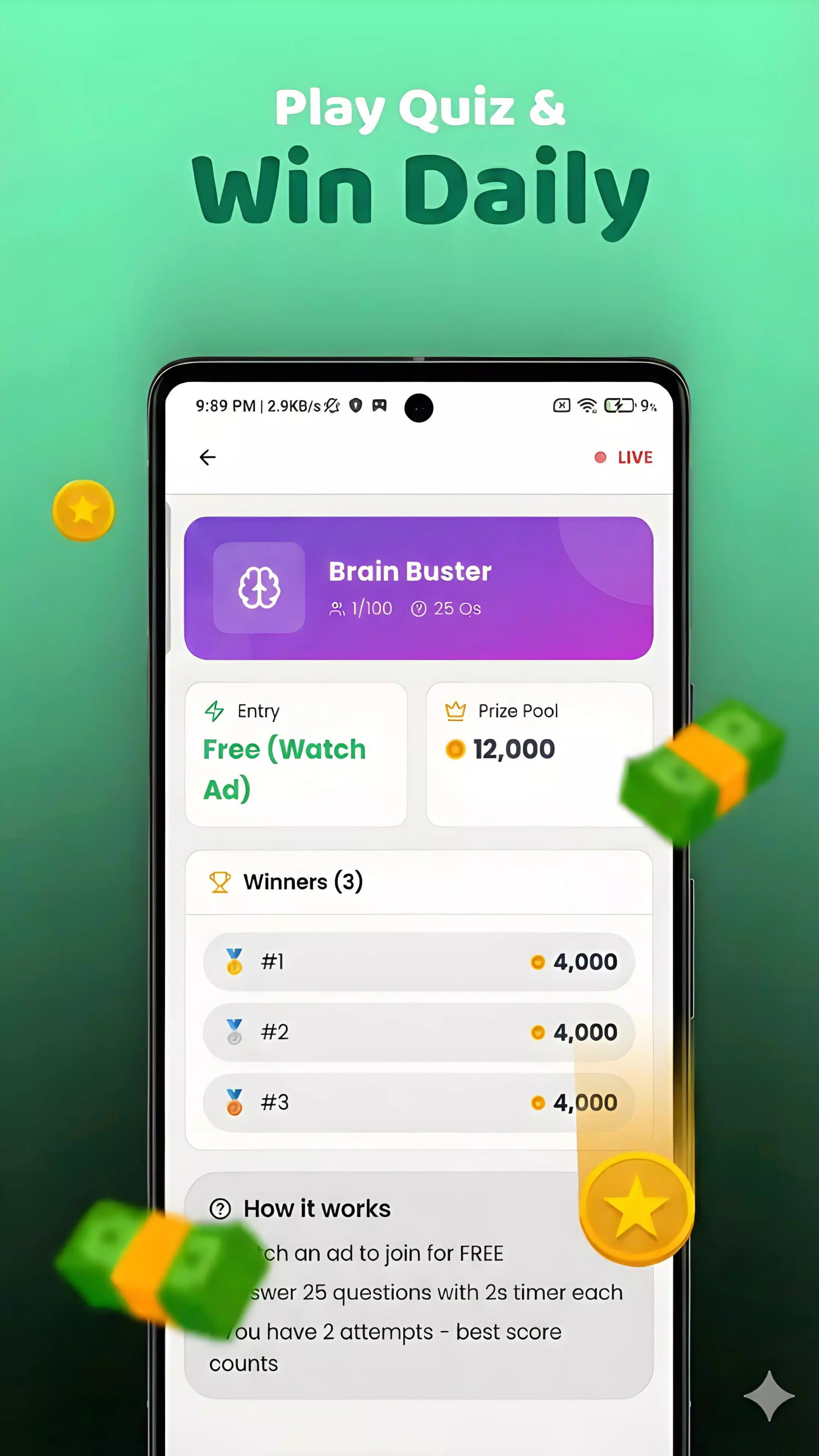 Redeem code app - Quiz & Earn screenshot 1