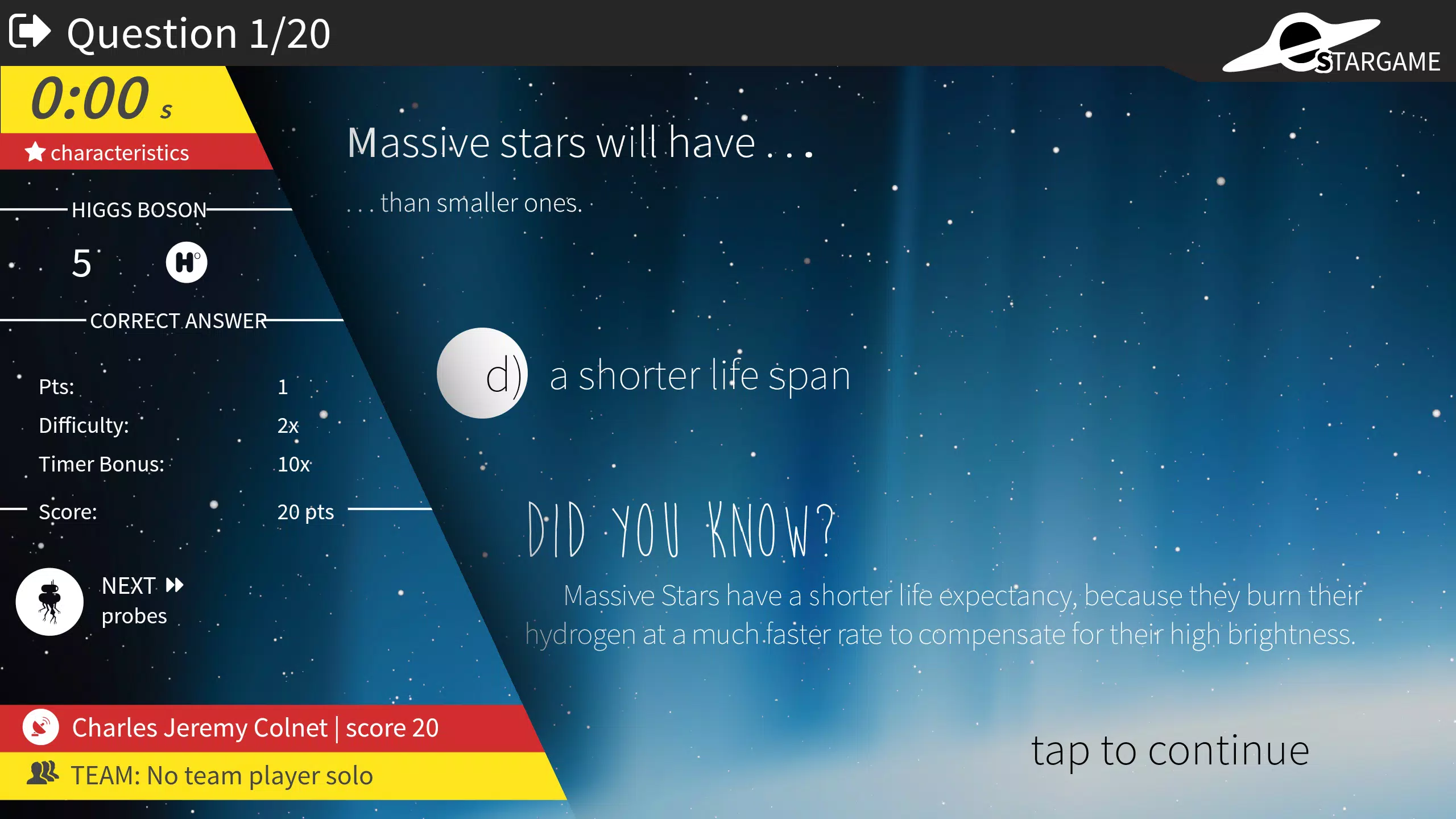 Stargame quiz screenshot 3